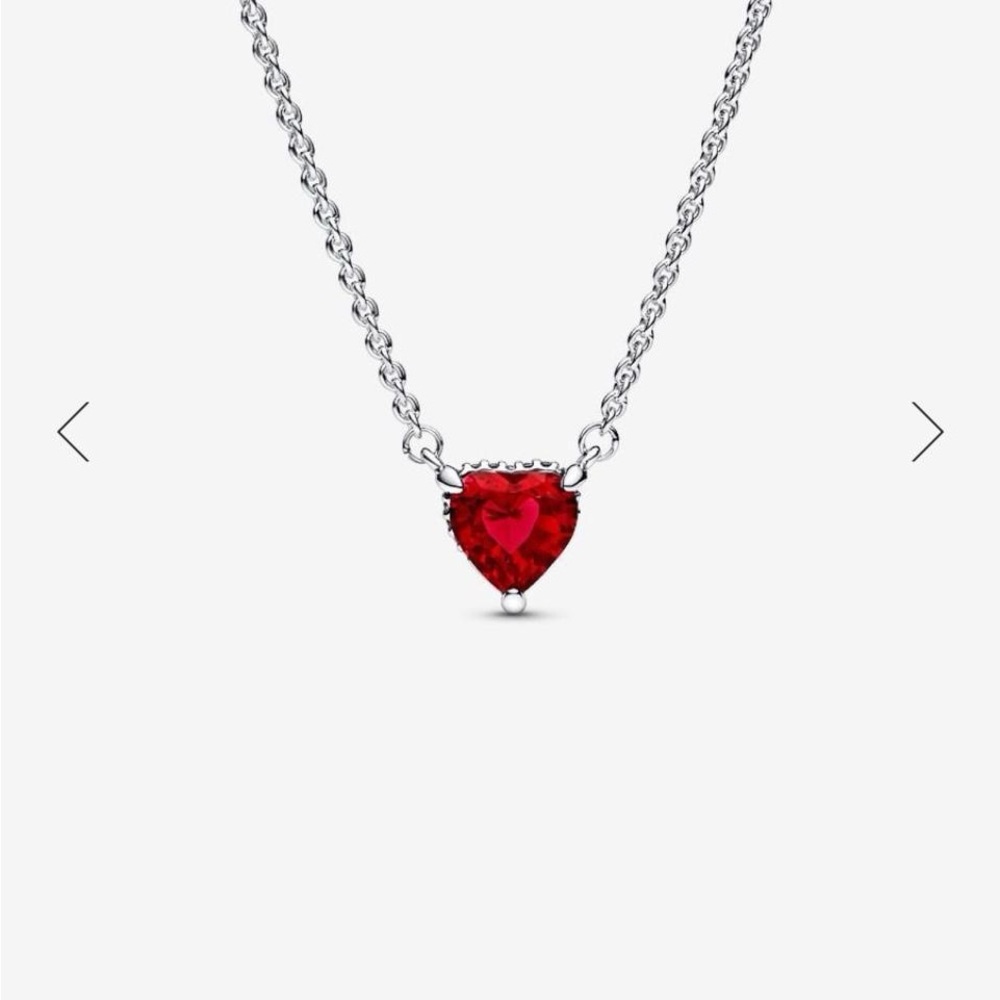 Pandora silver with red heart necklace